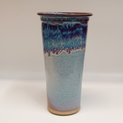 #221152 Vase/Utensil Holder Blue, Red, White $24 at Hunter Wolff Gallery